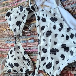 Cow Print Bikini w/ Gold Chains